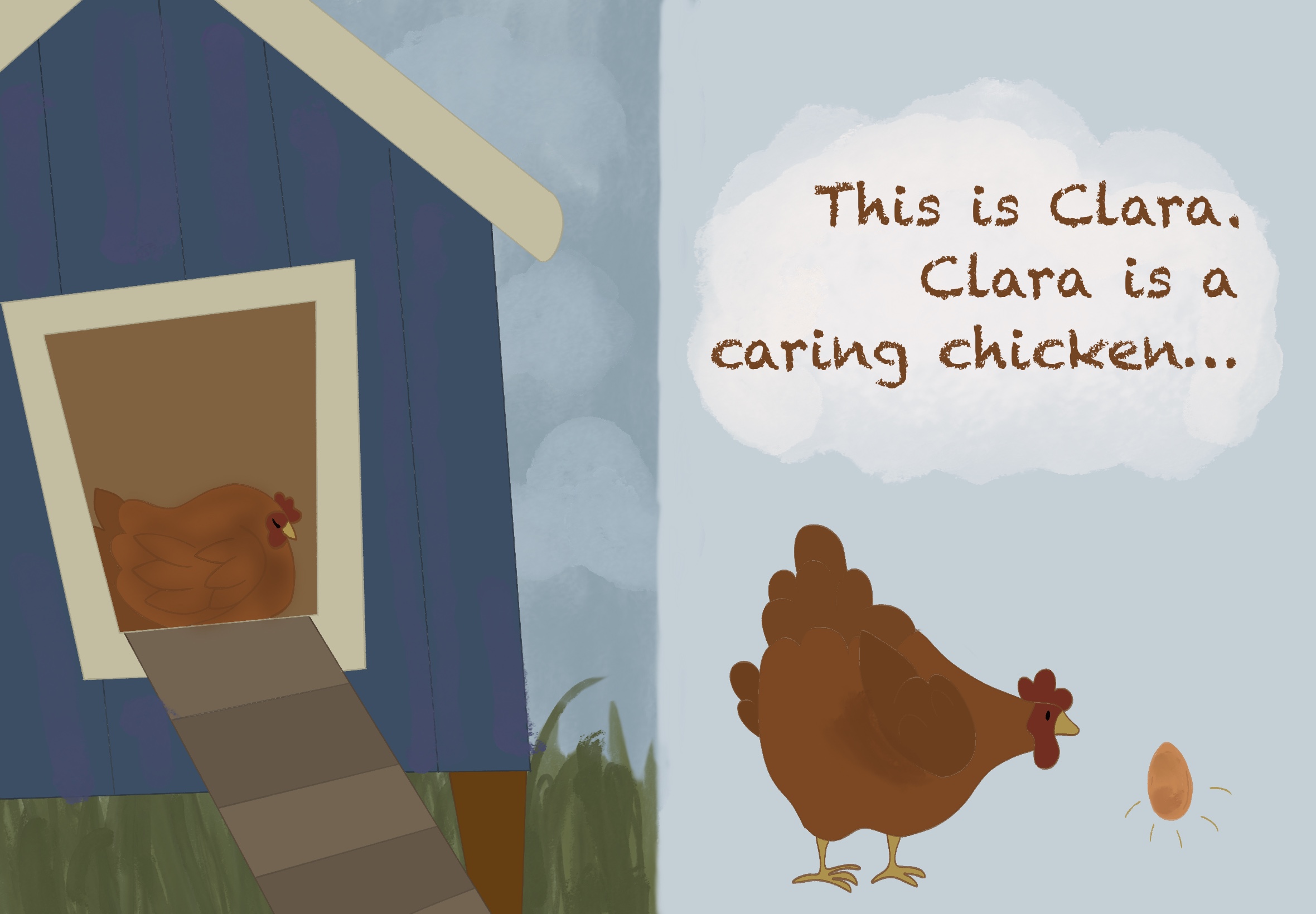 Spread 1 — Caring Chicken