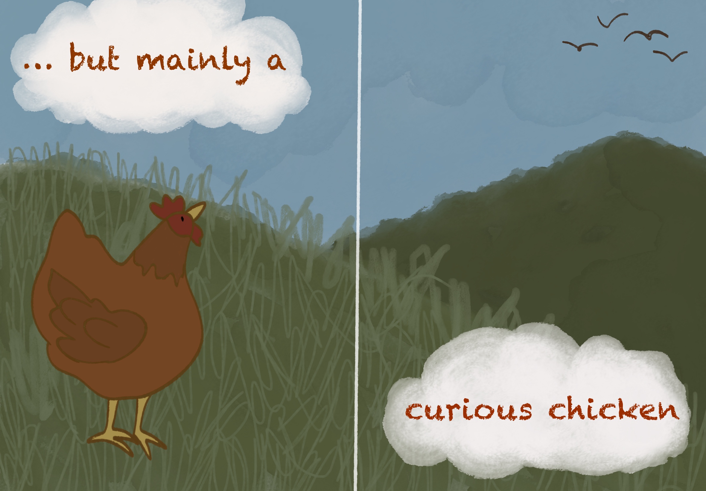 Spread 6 — Curious Chicken